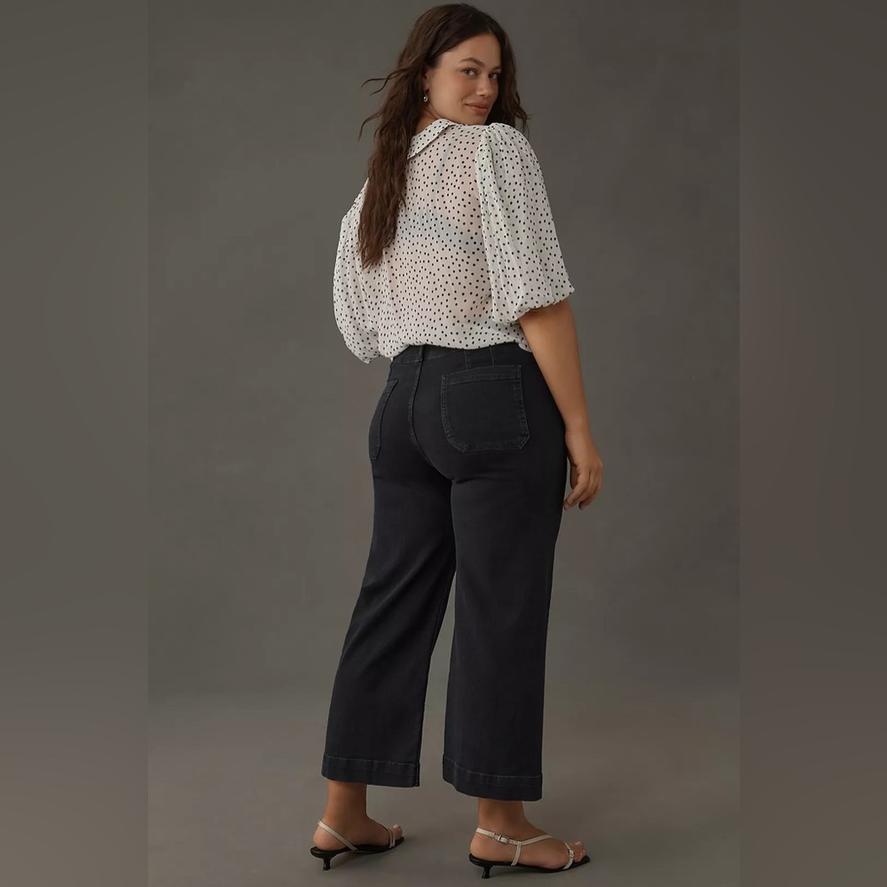 Anthropologie Maeve The Colette High Rise Crop Wide Leg Jeans Patch Pocket - Picture 2 of 10